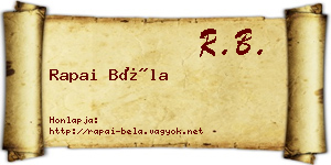 Rapai Béla névjegykártya