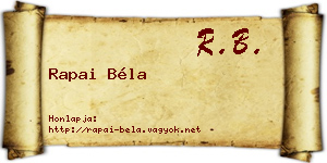 Rapai Béla névjegykártya